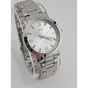 TXF by Bulova Watch Women 31mm Case Crystal Markers 7.5" Silver Band New Battery